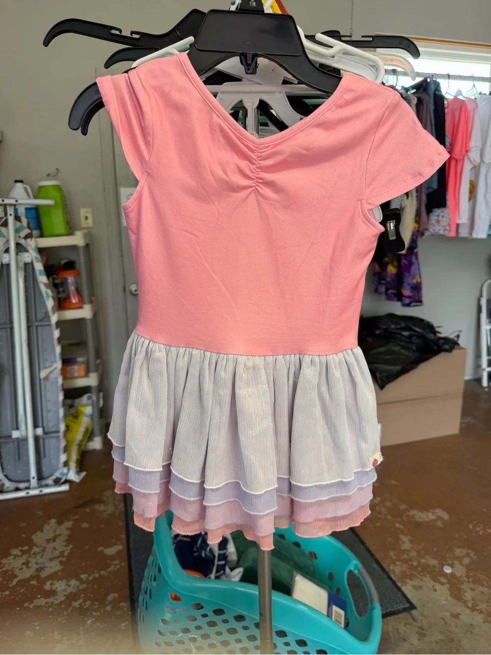 Children's Pink Dance Dress with Layered Skirt